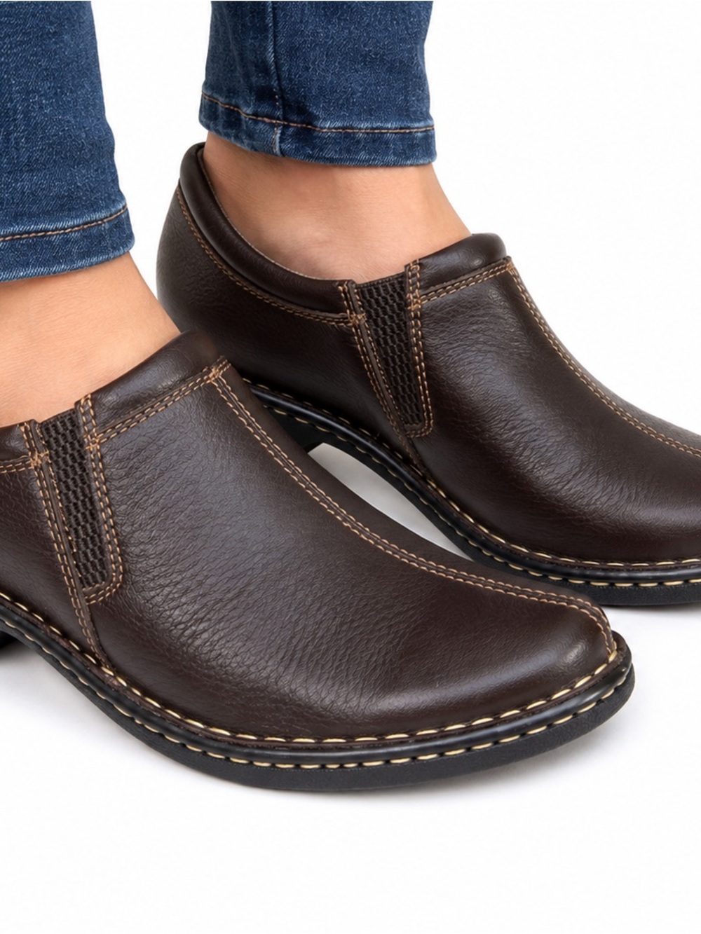 Eastland Amore Leather Slip On Clogs Women’s 8.5 Brown Comfort Shoes